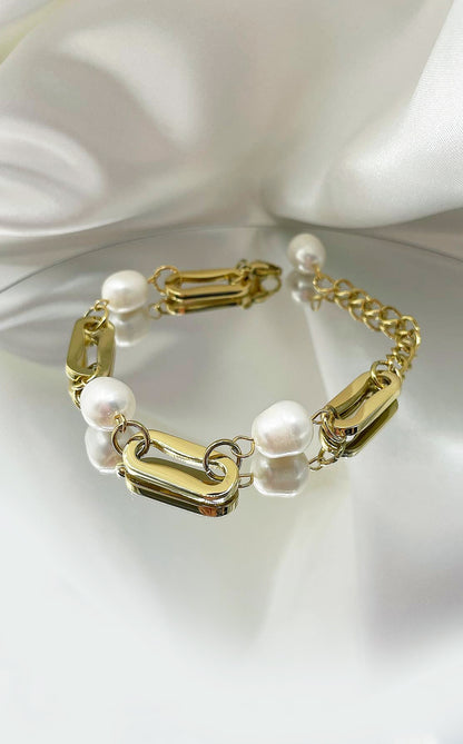 Bracciale Glow - Acciaio Inossidabile e Perle Gold