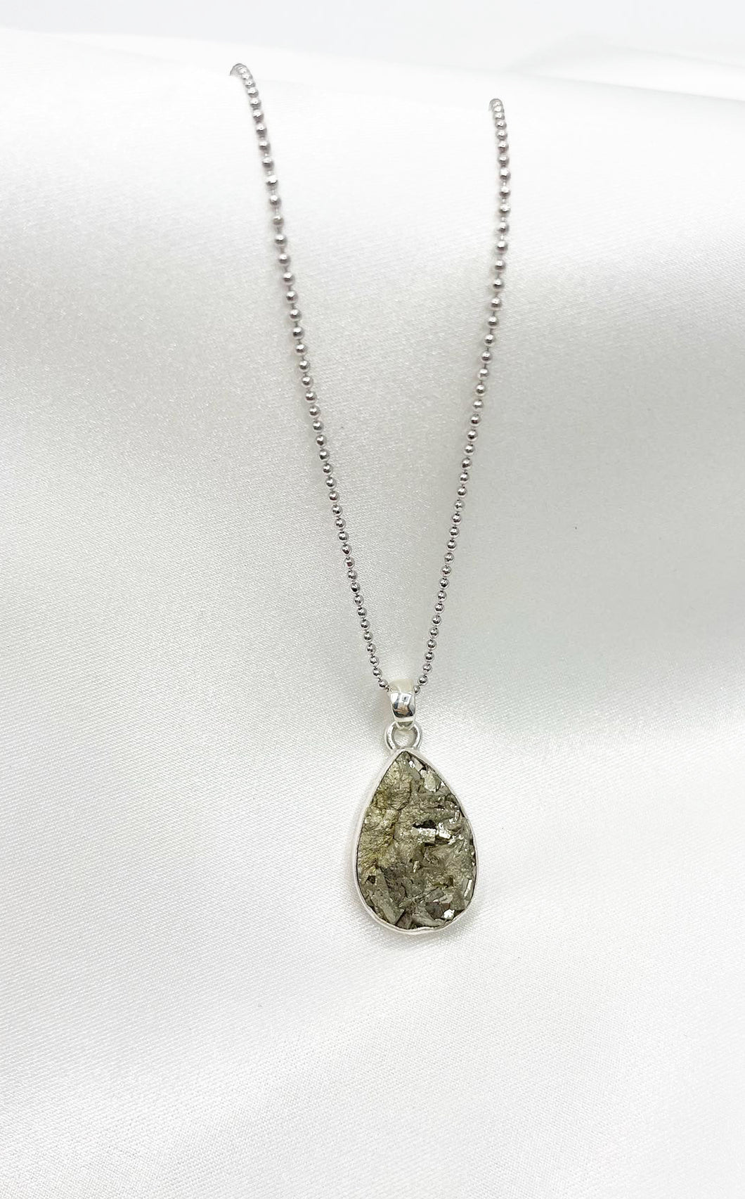 Ciondolo Pirite a Goccia Argento 925