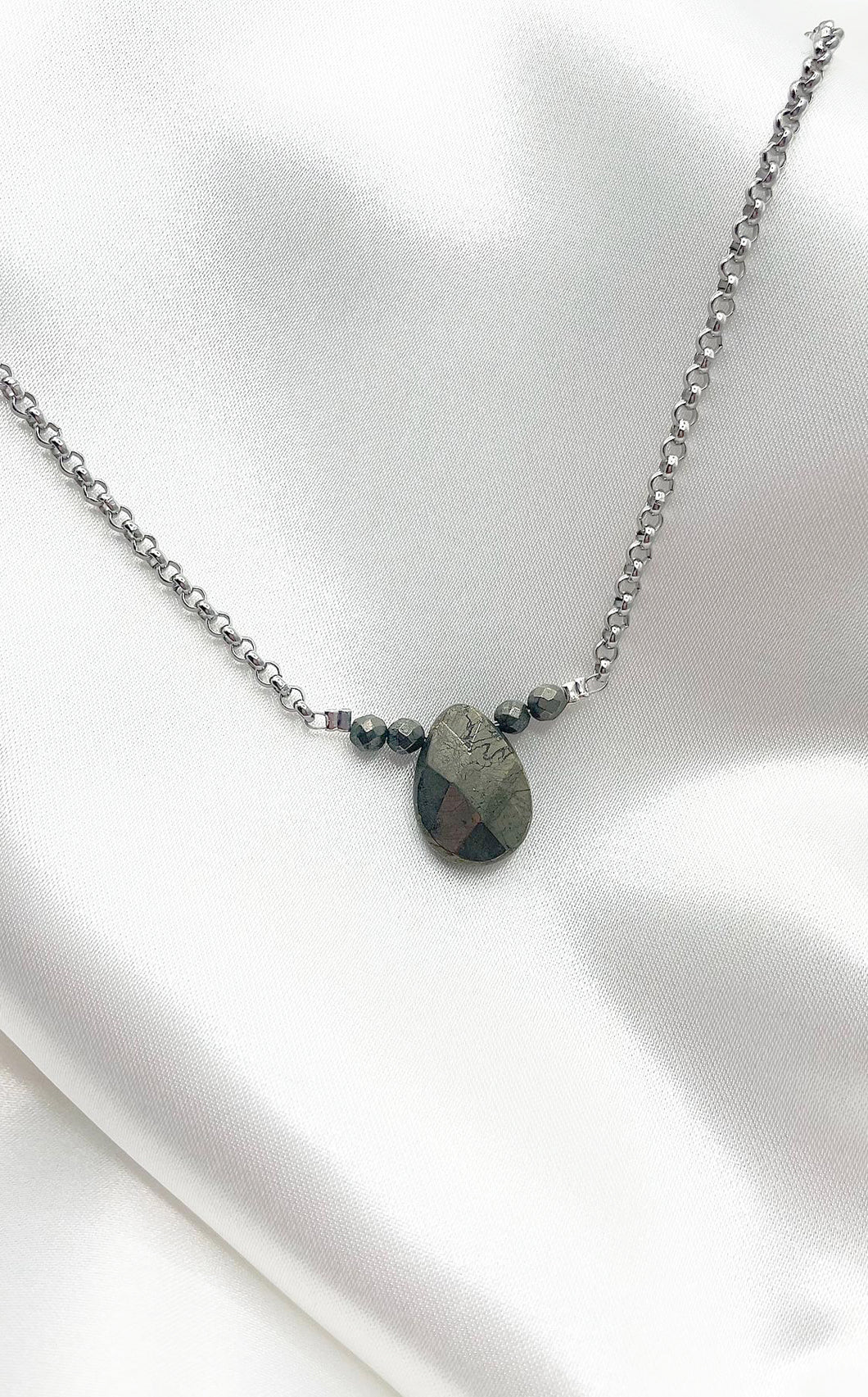 Collana Prosperity - Pirite e Acciaio Inossidabile