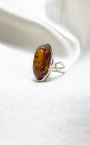 Anello Ambra e Argento 925