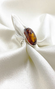 Anello Ambra e Argento 925