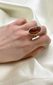 Anello Ambra e Argento 925