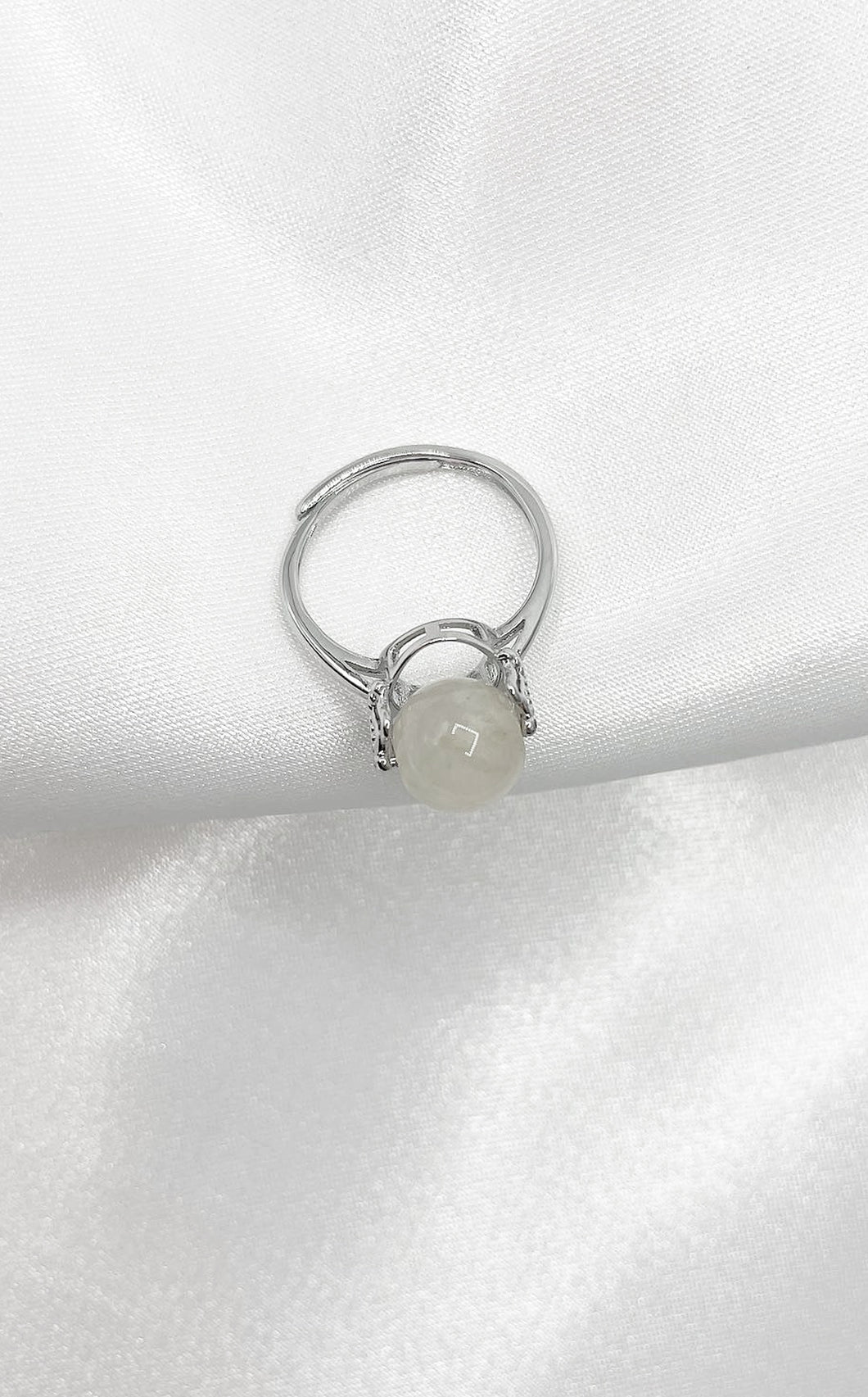 Anello Labradorite Bianca (Rame placcato Argento 925)