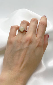 Anello Labradorite Bianca (Rame placcato Argento 925)