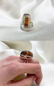 Anello Ambra e Argento 925