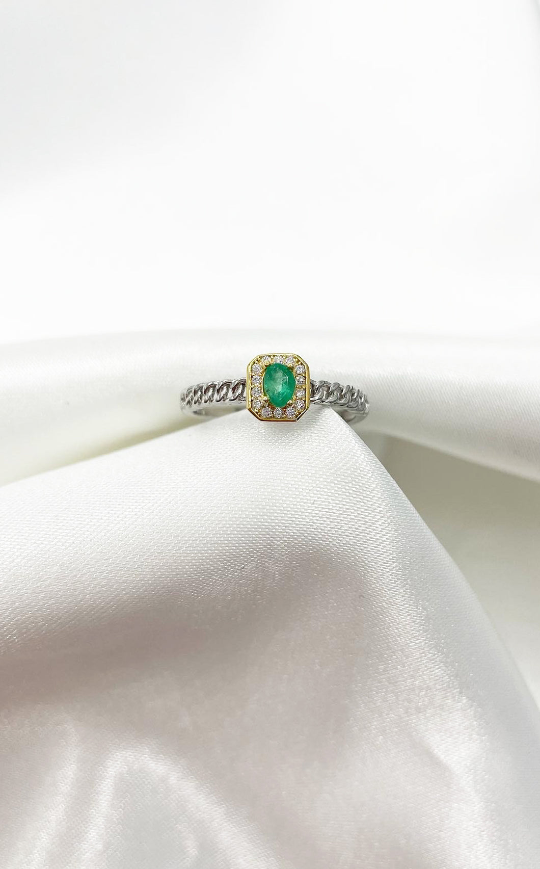 Anello Square - Smeraldo e Argento 925