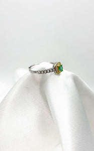 Anello Square - Smeraldo e Argento 925