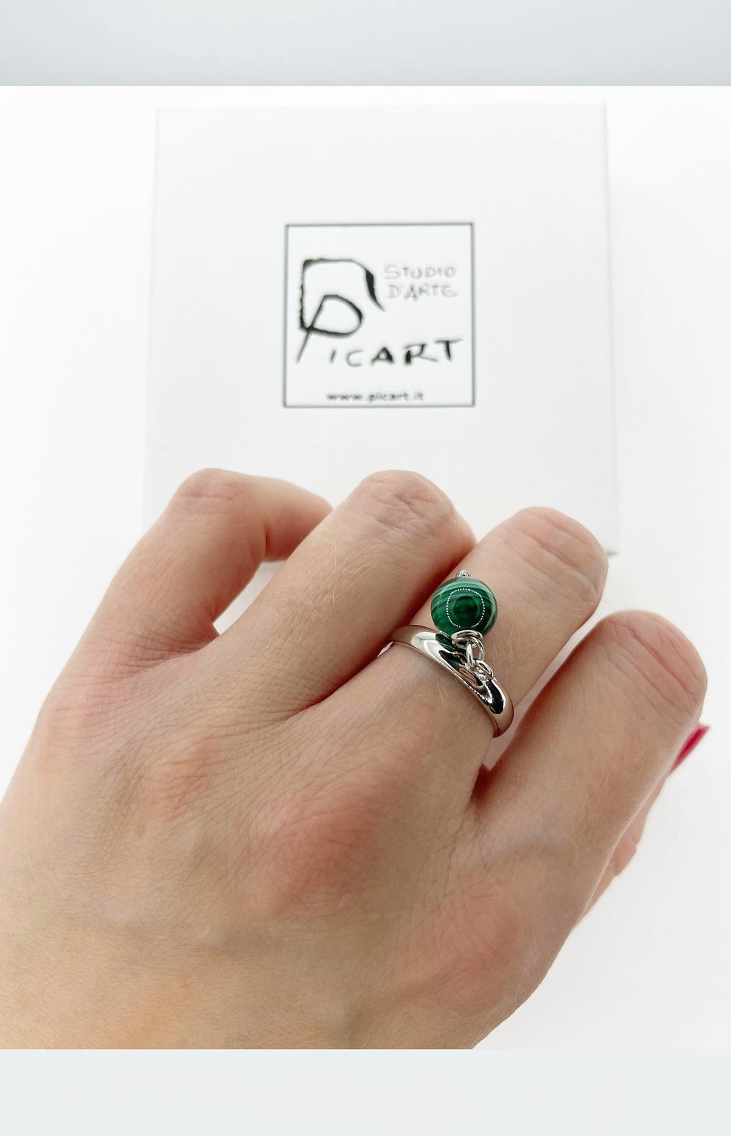 Anello Atlas -  Malachite Argento 925