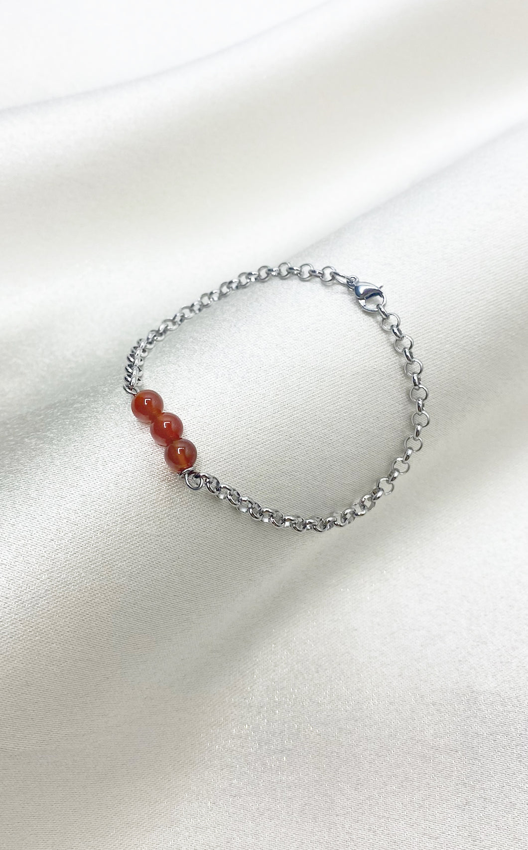 Bracciale Corniola e Acciaio Inossidabile