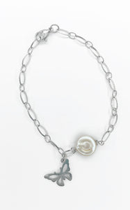 Bracciale Madreperla e Farfalla (acciaio inossidabile)
