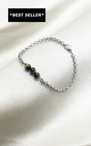 Bracciale Occhio di Tigre e Acciaio Inossidabile