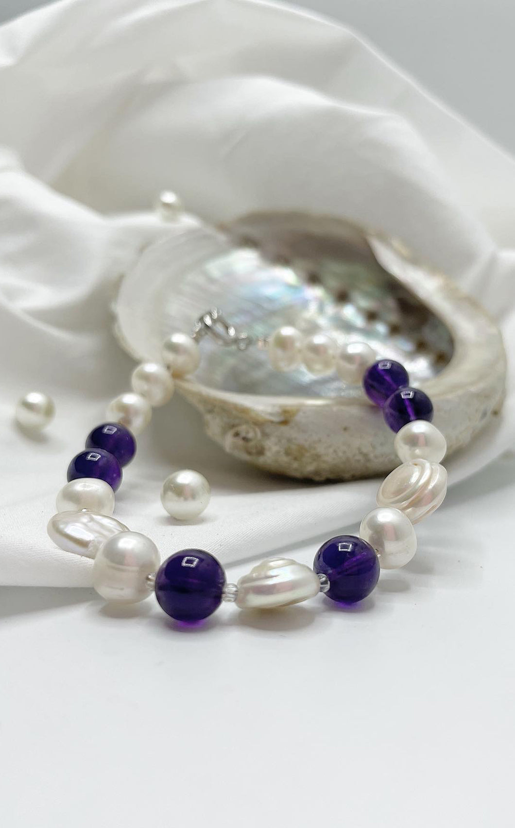 Bracciale Perle e Ametista