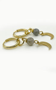 Orecchini Shadow - Labradorite Grigia e Acciaio Inossidabile Gold