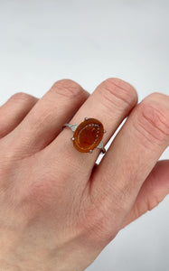 Anello Ambra, Rame placcato Argento 925