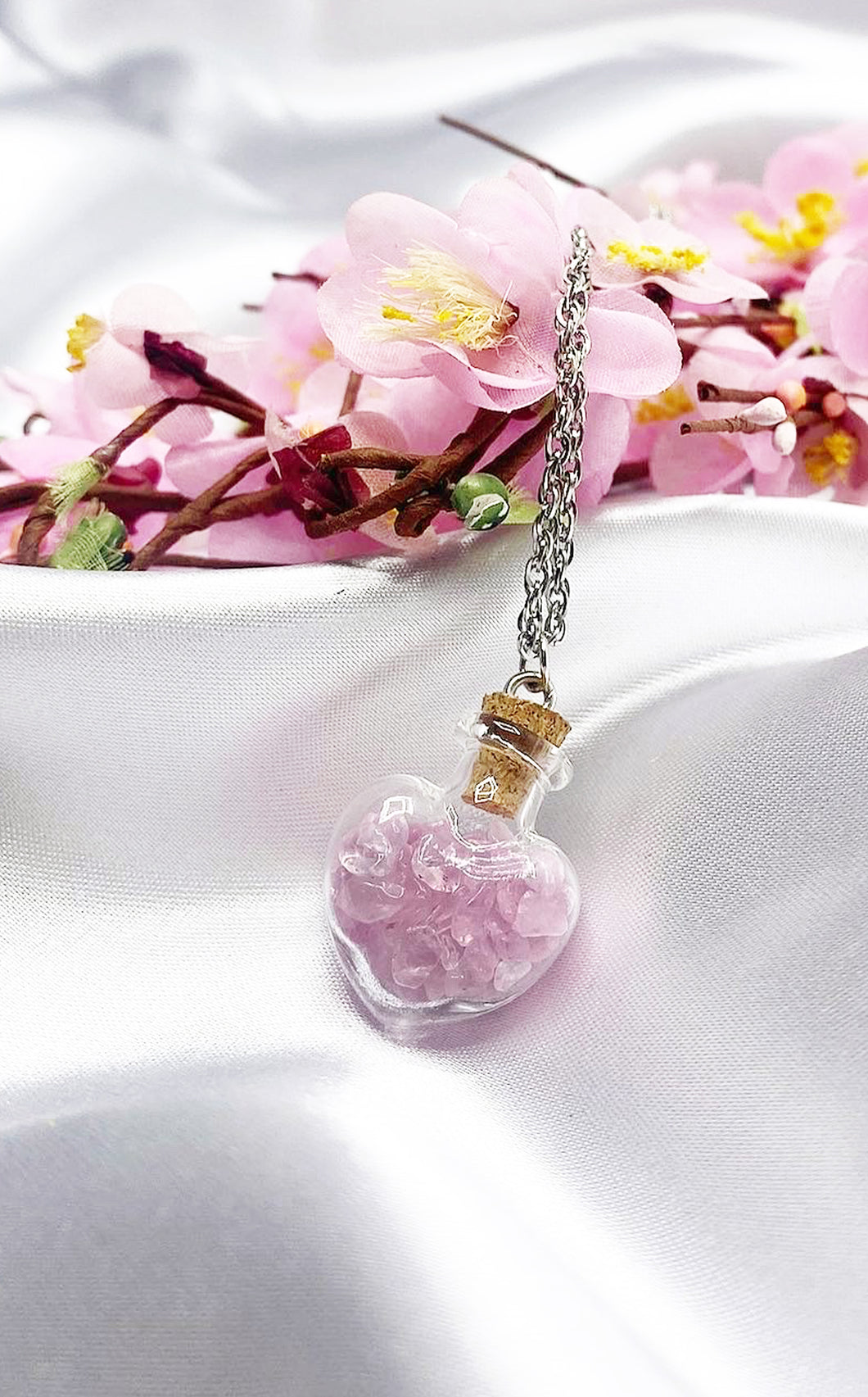 Collana Boccetta Quarzo Rosa