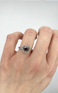 Anello Quarzo fumè Cuore e Argento 925