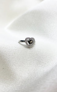 Anello Quarzo fumè Cuore e Argento 925