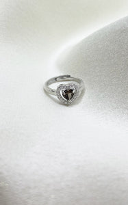 Anello Quarzo fumè Cuore e Argento 925