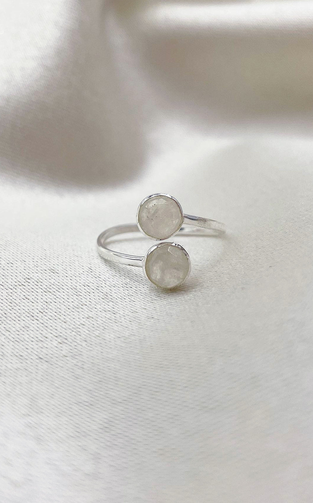 Anello Labradorite Bianca Gemini e Argento 925