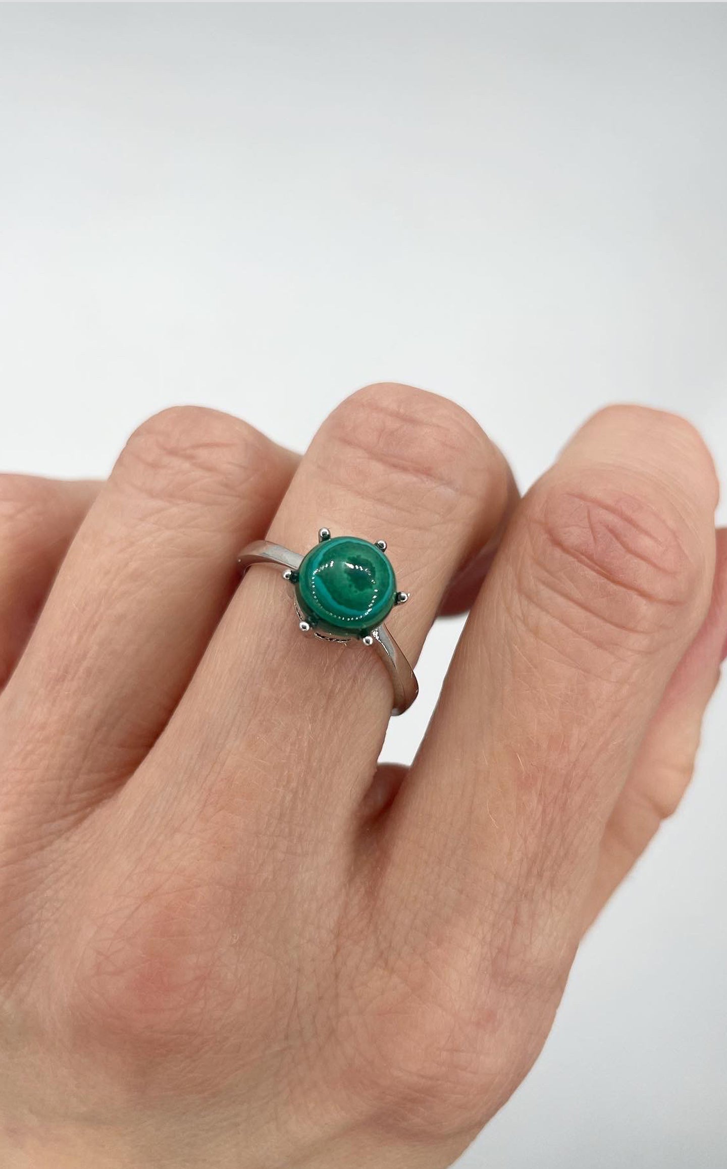 Anello Malachite e Argento 925 Gioielli Artigianali e Pietre Dure PICART