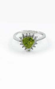 Anello Peridoto Cuore (rame placcato Argento 925)