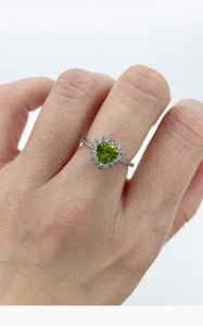 Anello Peridoto Cuore (rame placcato Argento 925)
