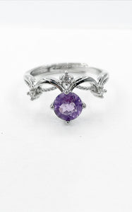 Anello Ametista (rame placcato Argento 925)