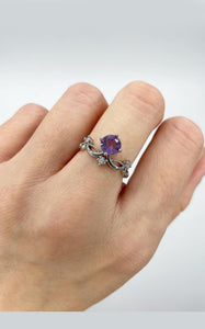 Anello Ametista (rame placcato Argento 925)