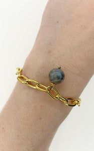 Bracciale Labradorite e Acciaio Inossidabile