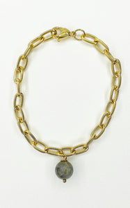 Bracciale Labradorite e Acciaio Inossidabile