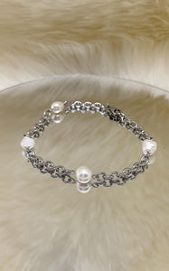 Bracciale Perle di Fiume e Acciaio Inossidabile
