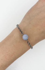 Bracciale Infinity Single - Calcedonio e Acciaio Inossidabile