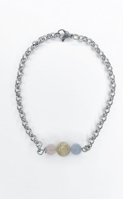 Bracciale Infinity Love - Calcedonio, Quarzo Rosa, Pietra di Luna