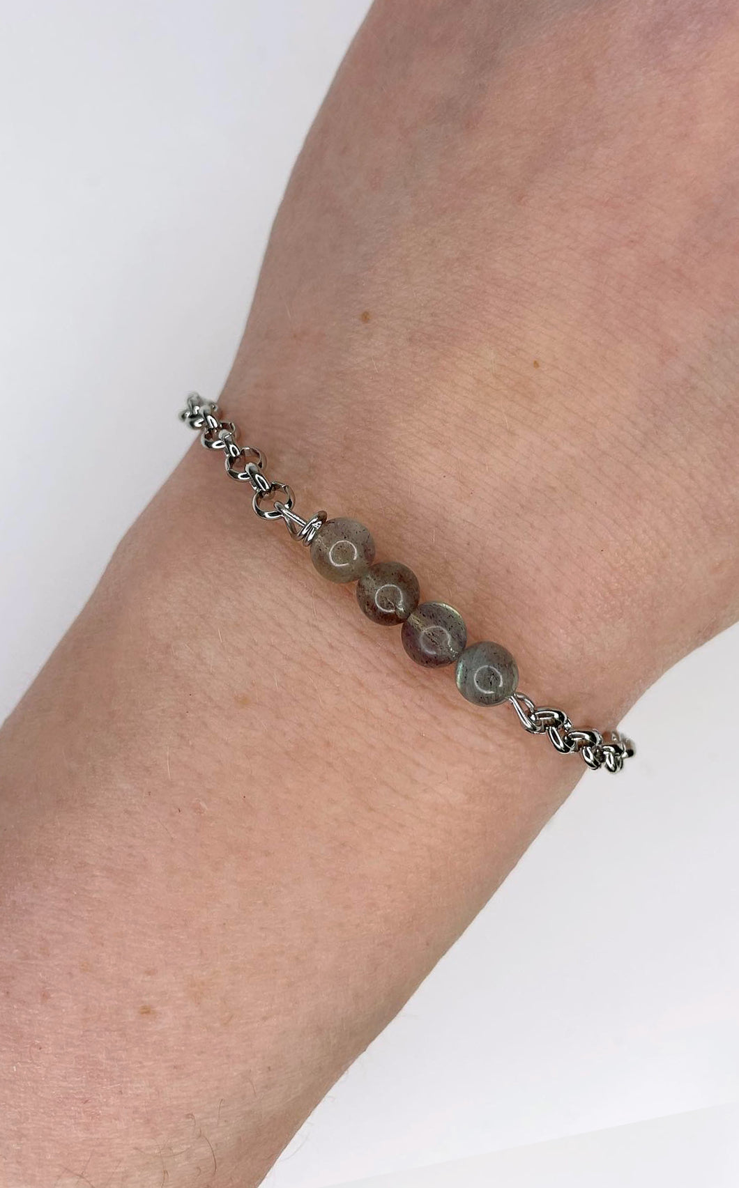 Bracciale Labradorite e Acciaio Inossidabile