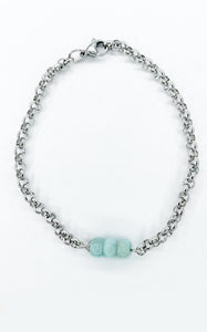Bracciale Larimar e Acciaio Inossidabile