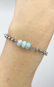 Bracciale Larimar e Acciaio Inossidabile