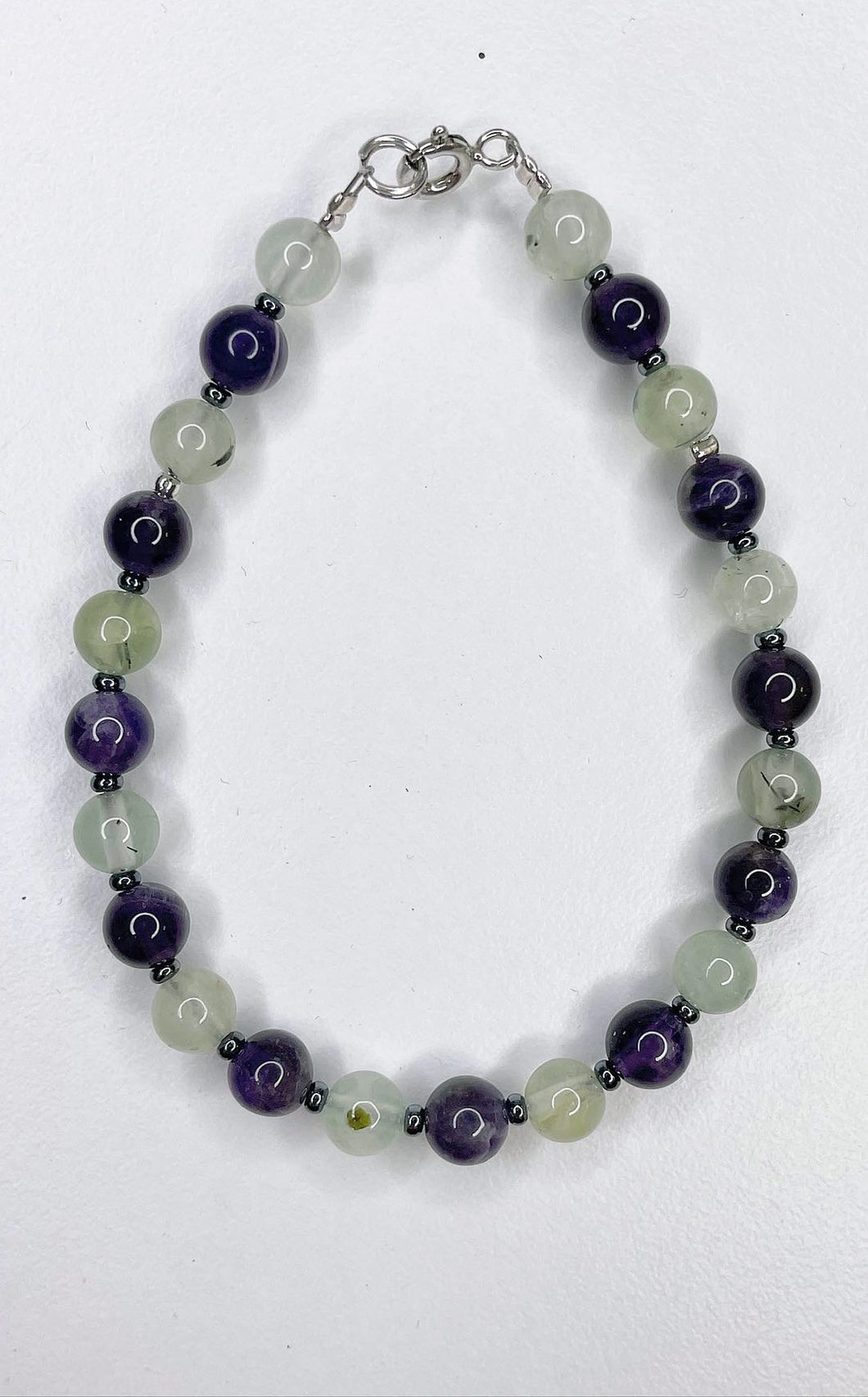 Braccialetto Prehnite e Ametista
