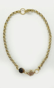Bracciale Occhio di Tigre e Acciaio Inossidabile Gold