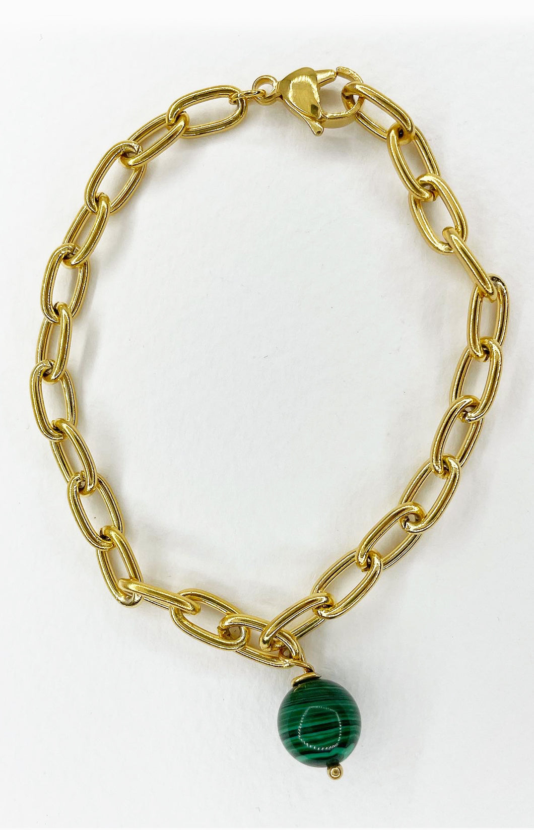 Bracciale Malachite e Acciaio Inossidabile