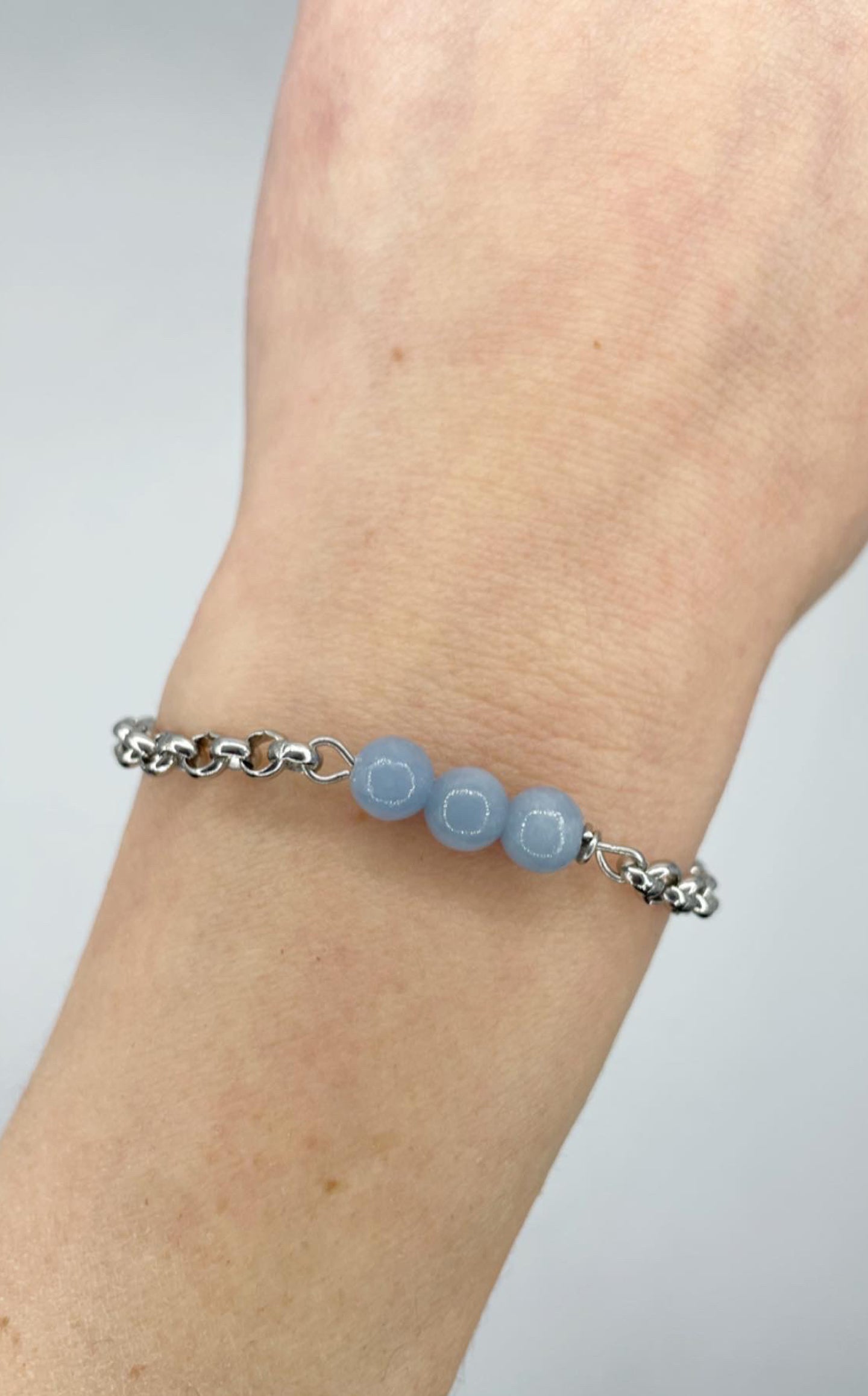 Bracciale Infinity - Angelite e acciaio inossidabile
