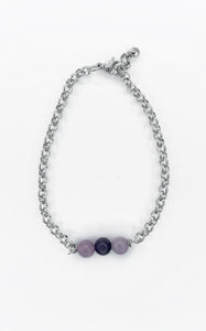 Bracciale Lepidolite e Acciaio Inossidabile