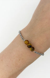 Bracciale Occhio di Tigre e Acciaio Inossidabile