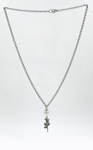 Collana Selenite con Tulipano Acciaio Inossidabile