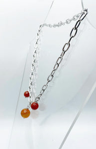 Collana Corniola e Acciaio Inossidabile