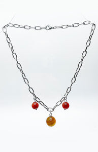 Collana Corniola e Acciaio Inossidabile