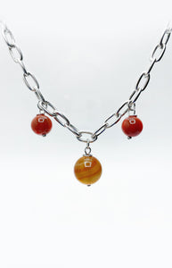 Collana Corniola e Acciaio Inossidabile