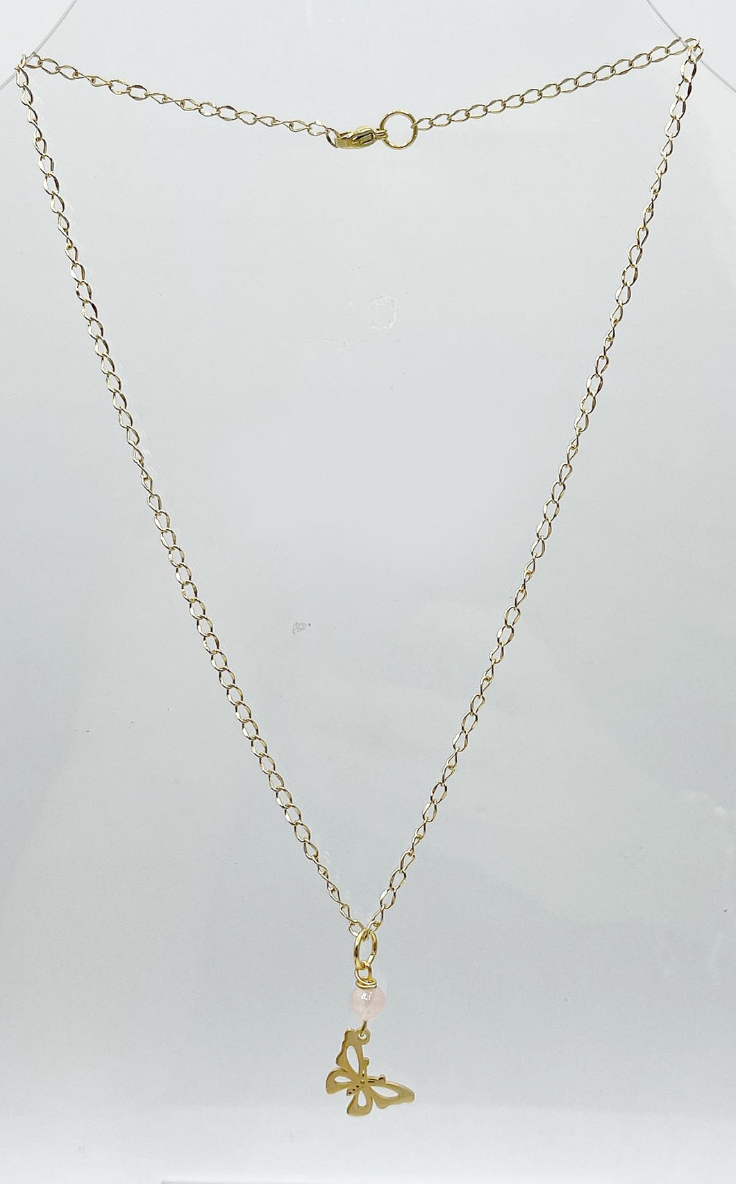 Collana Quarzo Rosa con Farfalla Gold